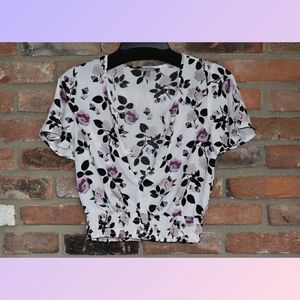 Charlotte Ruse Floral Smocked Hem Top Size S